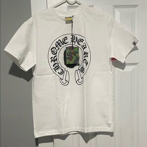 Chrome Hearts X bape White Tee with Camo Graphic